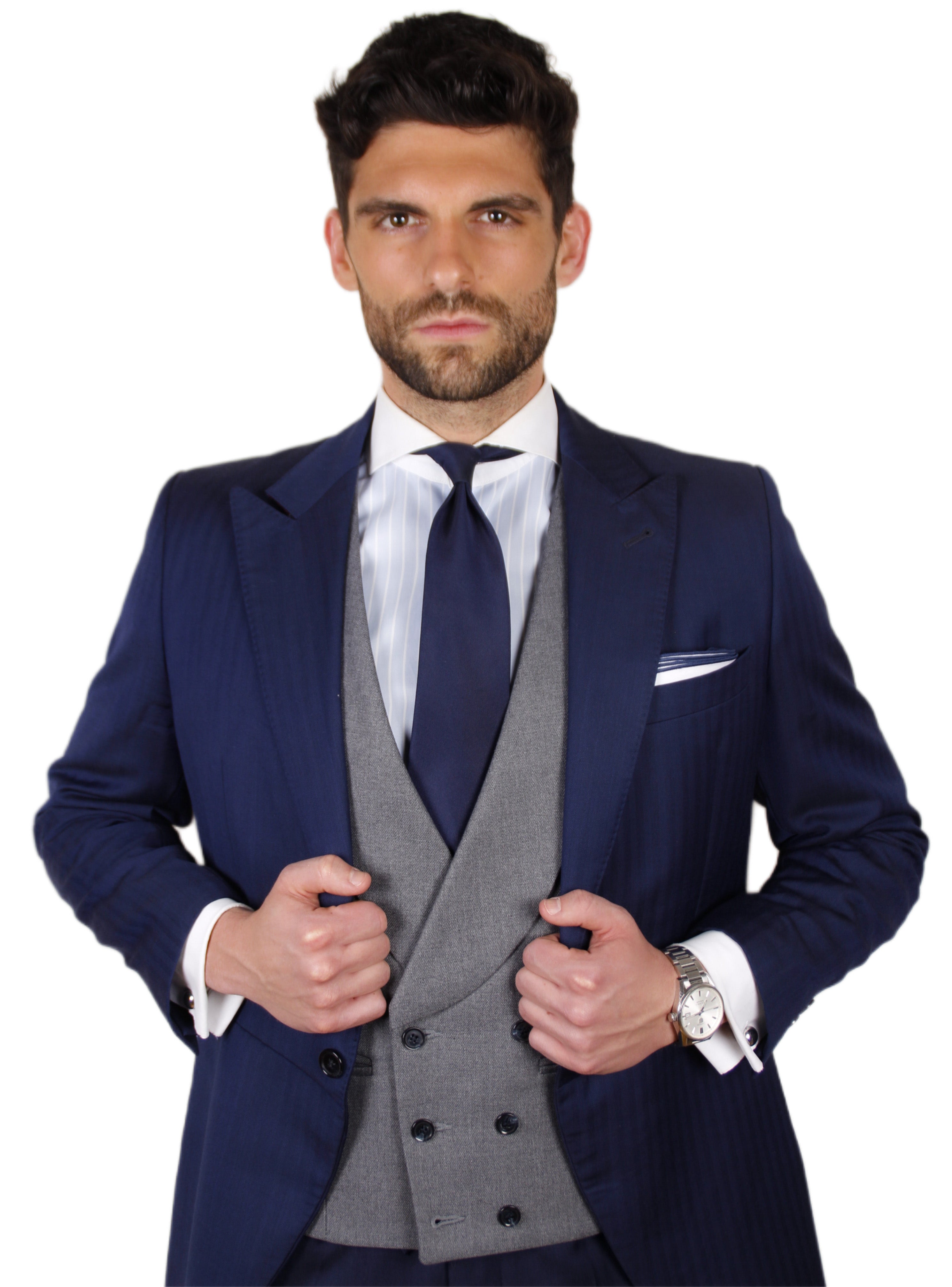 Boda Traje Gris Corbata Azul Marino Boda Traje Gris Con Corbata