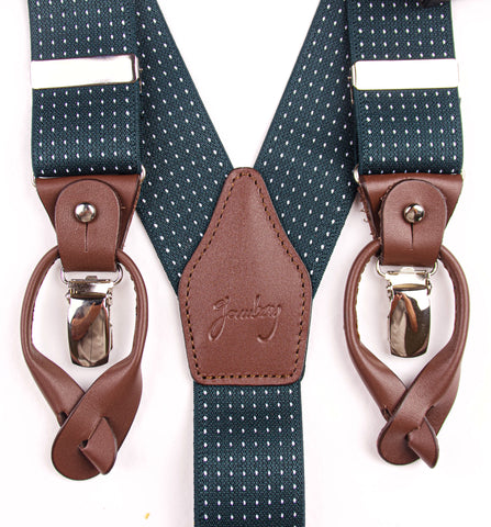 TIRANTES GAMBERRY MICRO TOPOS VERDE PIEL MARRÓN