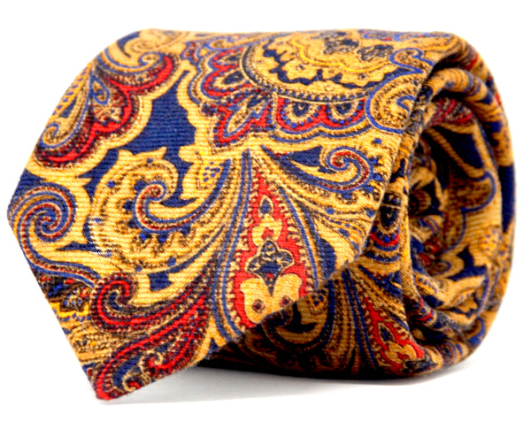 NAVY/BROWN PAISLEY WOOL.