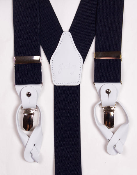 TIRANTES MARINO LISO ACABADOS EN PIEL BLANCA.