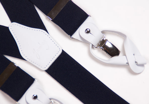 TIRANTES MARINO LISO ACABADOS EN PIEL BLANCA.