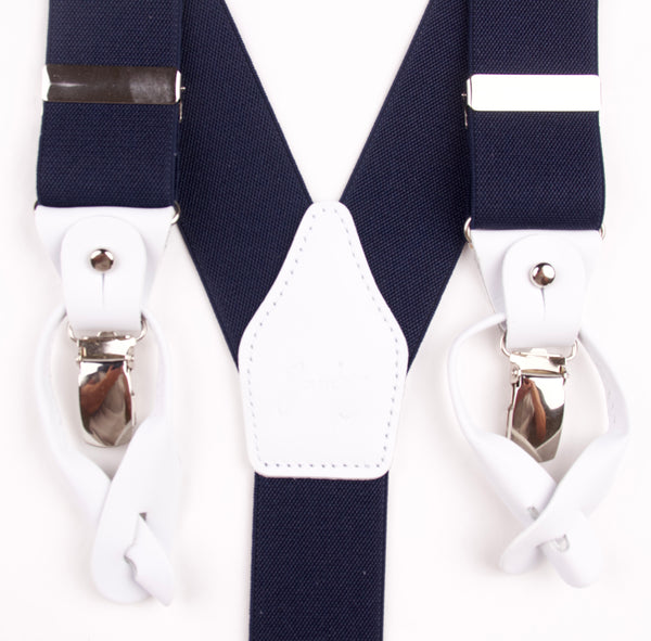 TIRANTES MARINO LISO ACABADOS EN PIEL BLANCA.