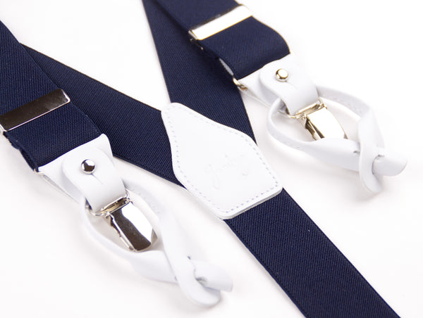 TIRANTES MARINO LISO ACABADOS EN PIEL BLANCA.