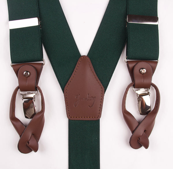 TIRANTES VERDES PIEL MARRÓN