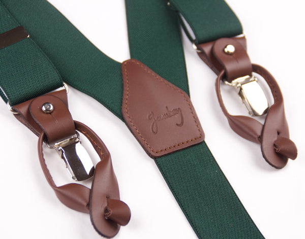 TIRANTES VERDES PIEL MARRÓN