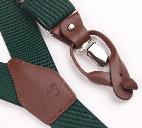 TIRANTES VERDES PIEL MARRÓN