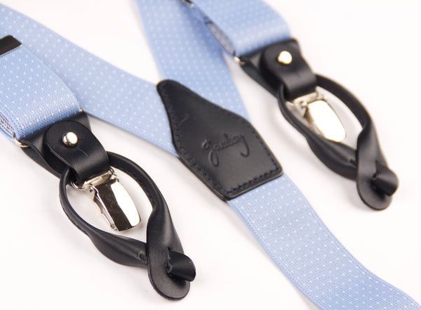 TIRANTES AZUL MICRO TOPOS BLANCO